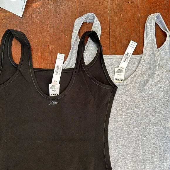 NWT Set of 2 VS Pink Base Cotton Bodysuits - Picture 3 of 11